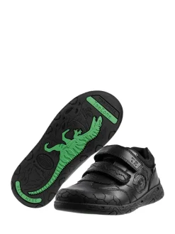 Best Toezone Boys Luca Dinosaur Rip Tape School Black Shoes