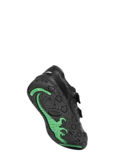 Best Toezone Boys Luca Dinosaur Rip Tape School Black Shoes