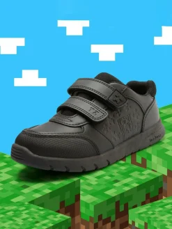 Toezone Boys Minecraft Rip Tape School Black Shoes^BOY School Shoes|Boys Shoes