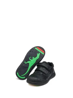 Toezone Chase Black Dinosaur School Shoes^BOY School Shoes|Boys Shoes