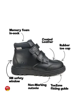 Toezone Felix Black Rip Tape Fastening Boots