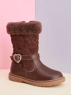 Online Toezone Girls Sara Fur Warm Winter Brown Boots