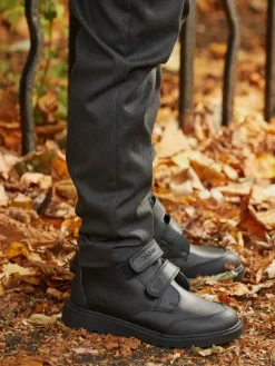 Toezone Levi Boys Rip Tape Black Ankle Boots with Toe Bumper^BOY Baby Boots|Boots