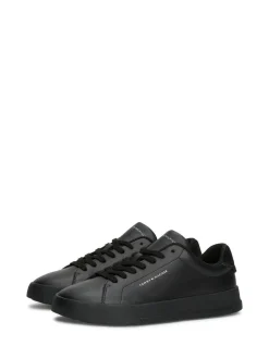 Hot Tommy Hilfiger Black Contrast Heel Court Trainers