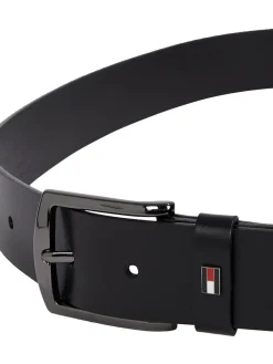 Tommy Hilfiger Black Denton Leather Belt^ Belts & Braces