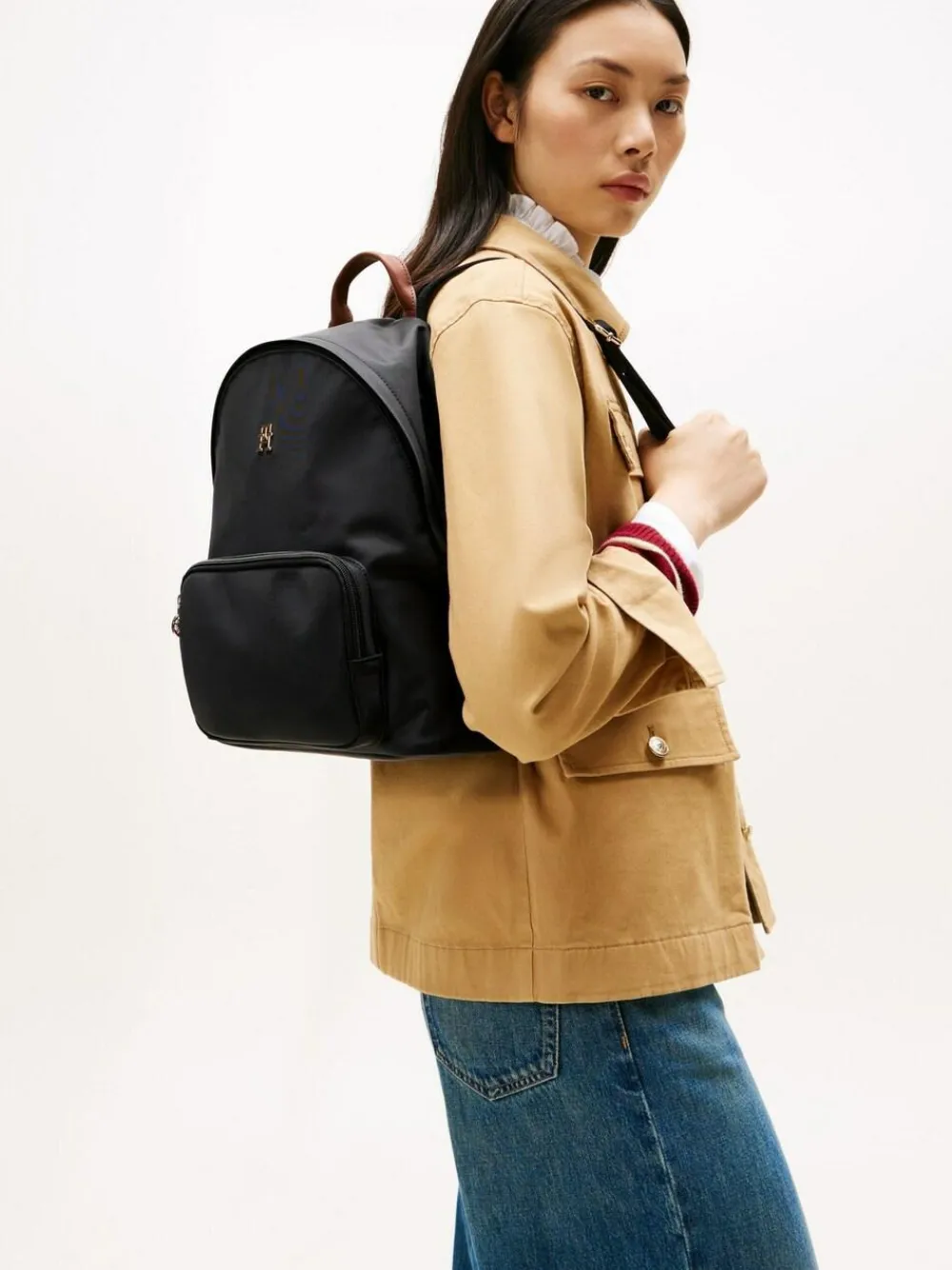 Tommy Hilfiger Black/White Dome Backpack^Women Bags