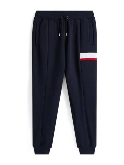 New Tommy Hilfiger Blue Colour-Blocked Fleece Cuffed Joggers