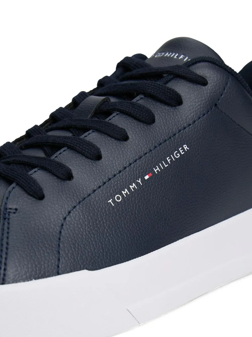 Outlet Tommy Hilfiger Court Essential Leather Trainers Blue