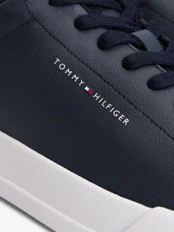 Outlet Tommy Hilfiger Court Essential Leather Trainers Blue