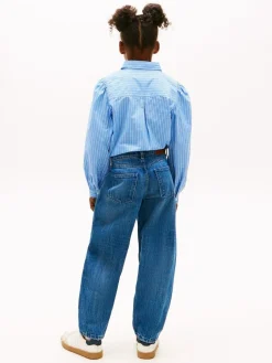 Tommy Hilfiger Blue Flag Embroidery Faded Barrel Leg Jeans^ Jeans