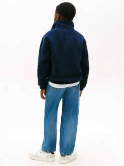 Best Tommy Hilfiger Blue Heritage Flag Teddy Fleece Sweatshirt