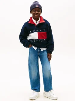 Best Tommy Hilfiger Blue Heritage Flag Teddy Fleece Sweatshirt