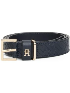 Hot Tommy Hilfiger Blue Leather Embossed Logo Belt