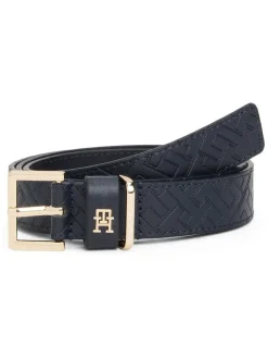 Hot Tommy Hilfiger Blue Leather Embossed Logo Belt