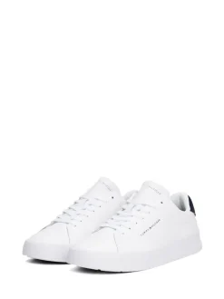 Clearance Tommy Hilfiger Court Essential Leather Trainers White