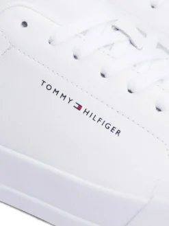 Clearance Tommy Hilfiger Court Essential Leather Trainers White