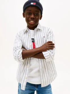 Sale Tommy Hilfiger Festive Regular Fit Stripe Oxford Shirt White