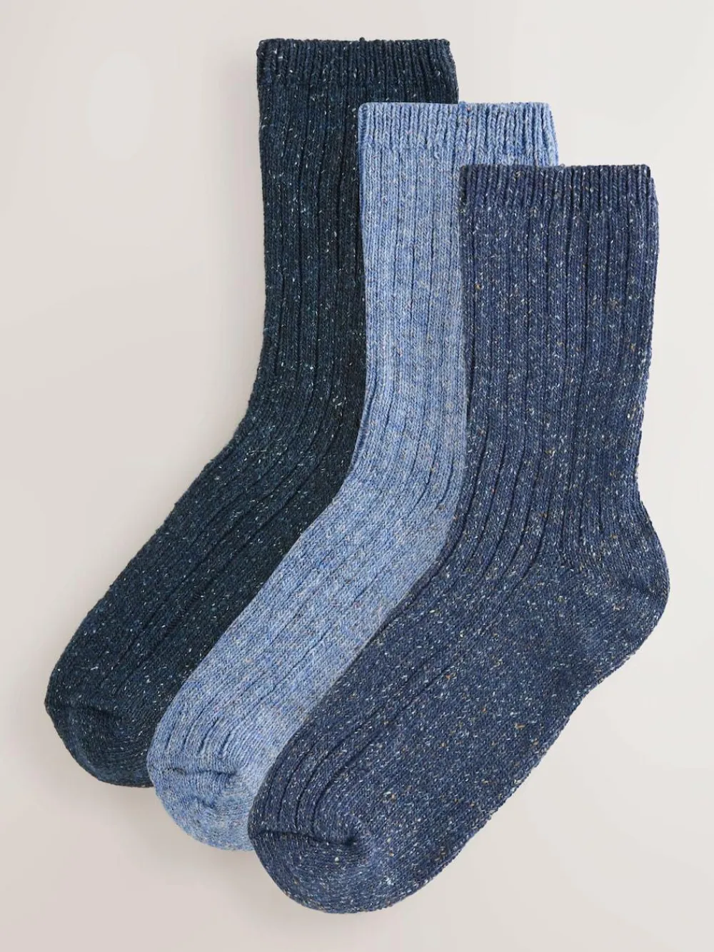Next Tonal Blue Thermal Wool Blend Ankle Socks 3 Pack With Silk^Women Socks & Tights
