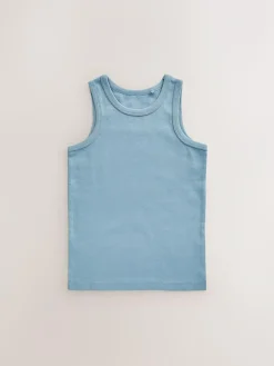 Next Tonal Blue Vests 5 Pack (1.5-16yrs)^BOY Tops|Multipacks