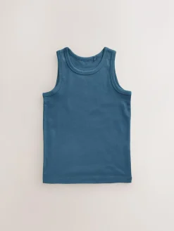 Next Tonal Blue Vests 5 Pack (1.5-16yrs)^BOY Tops|Multipacks