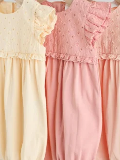 Outlet Next Tonal Pink Broderie 3 Pack Baby Rompers