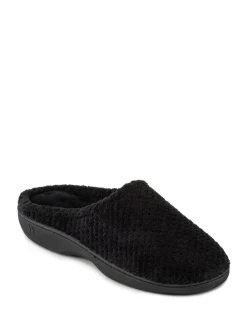 Discount Totes Black Isotoner Popcorn Terry Mules Slippers