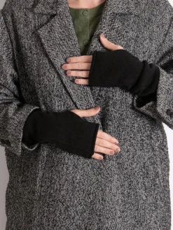 Best Totes Black Ladies Isotoner Soft Touch Knit Fingerless Gloves