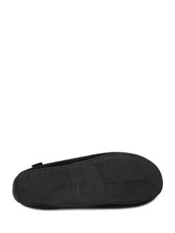 New Totes Mens Isotoner Square Patterned Smart Moccasin Slippers Black