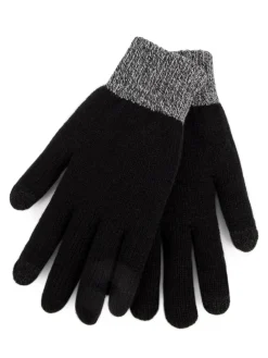 Totes Black Mens Stretch Knitted Smar Touch Winter Gloves With Brushed Inner^ Hats, Gloves & Scarves|Hats, Scarves & Gloves