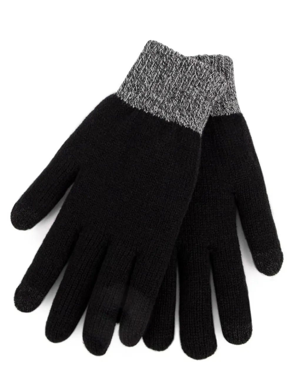 Totes Black Mens Stretch Knitted Smar Touch Winter Gloves With Brushed Inner^ Hats, Gloves & Scarves|Hats, Scarves & Gloves