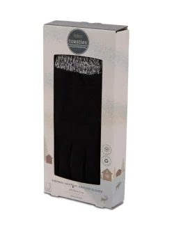 Totes Black Mens Stretch Knitted Smar Touch Winter Gloves With Brushed Inner^ Hats, Gloves & Scarves|Hats, Scarves & Gloves