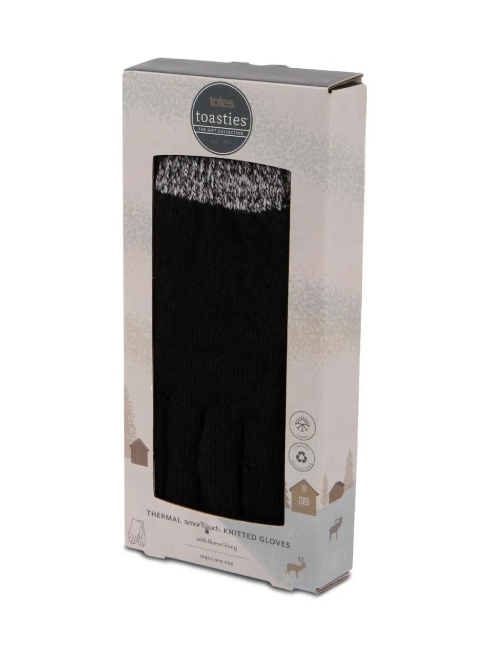 Totes Black Mens Stretch Knitted Smar Touch Winter Gloves With Brushed Inner^ Hats, Gloves & Scarves|Hats, Scarves & Gloves