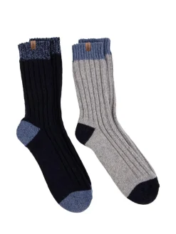 Totes Blue Mens Chunky Twist Wool Blend Winter Boot Socks 2 Pack^ Socks|Socks