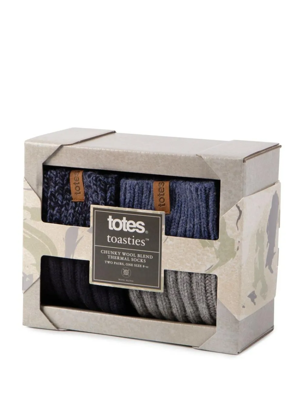 Totes Blue Mens Chunky Twist Wool Blend Winter Boot Socks 2 Pack^ Socks|Socks