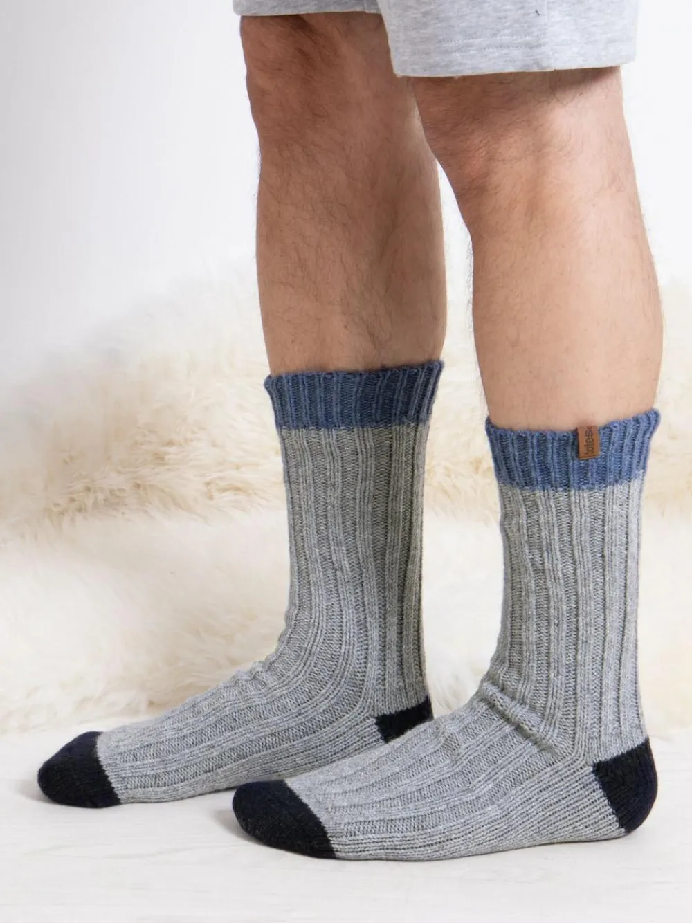Totes Blue Mens Chunky Twist Wool Blend Winter Boot Socks 2 Pack^ Socks|Socks