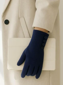 Sale Totes Blue Thermal SmarTouch Gloves With Button Details