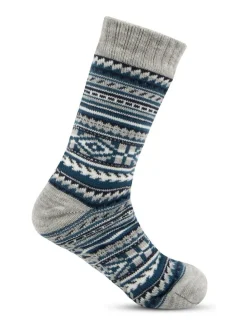 Sale Totes Blue Toasties Mens Sherpa Lined Fair Isle Slipper Socks