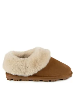 Totes Brown Ladies Isotoner Real Suede Bootie Slippers^Women Slippers