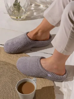 Sale Totes Grey Isotoner Popcorn Terry Mules Slippers