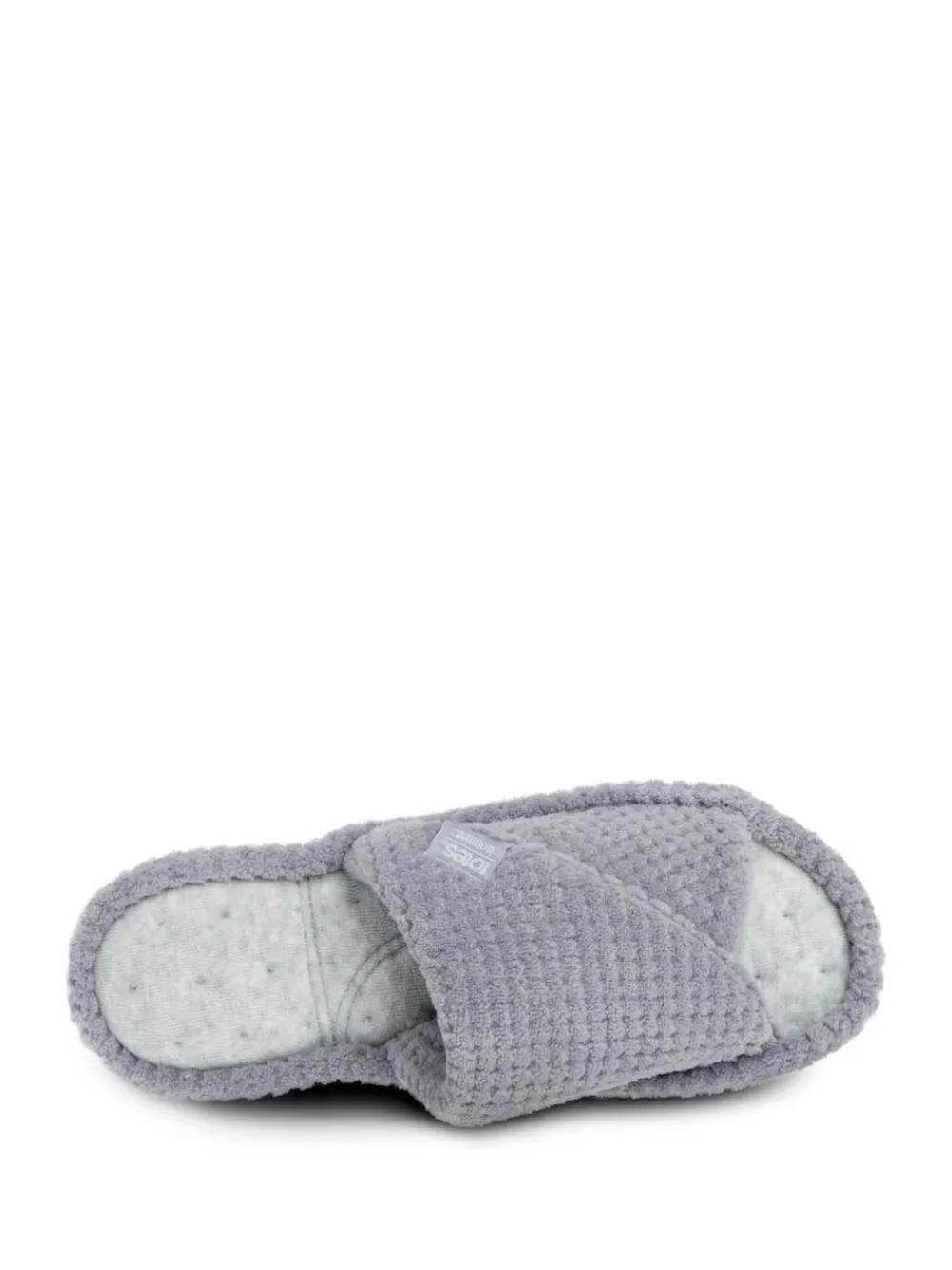 Hot Totes Ladies Isotoner Popcorn Turnover Open Toe Slippers Grey