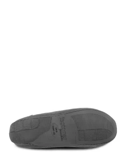 Best Totes Mens Isotoner Square Patterned Smart Moccasin Slippers Grey