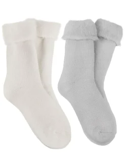 Totes Natural Ladies Brushed Thermal Bed Socks 2 Pack^Women Socks & Tights|Loungewear