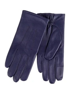 Hot Totes 3 Point Smartouch Winter Leather Gloves Navy