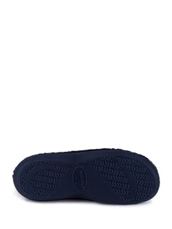 Totes Navy Isotoner Popcorn Terry Mules Slippers^Women Slippers