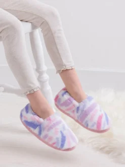 New Totes Green Short Full Back Fleece Winter Slippers Pink