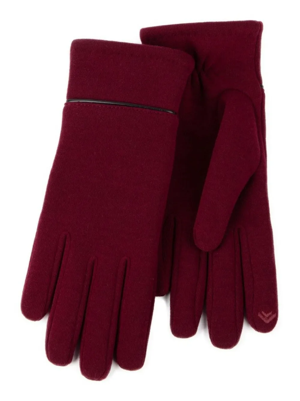 Discount Totes Isotoner Ladies Thermal Smartouch Winter Gloves With Piping Detail Red