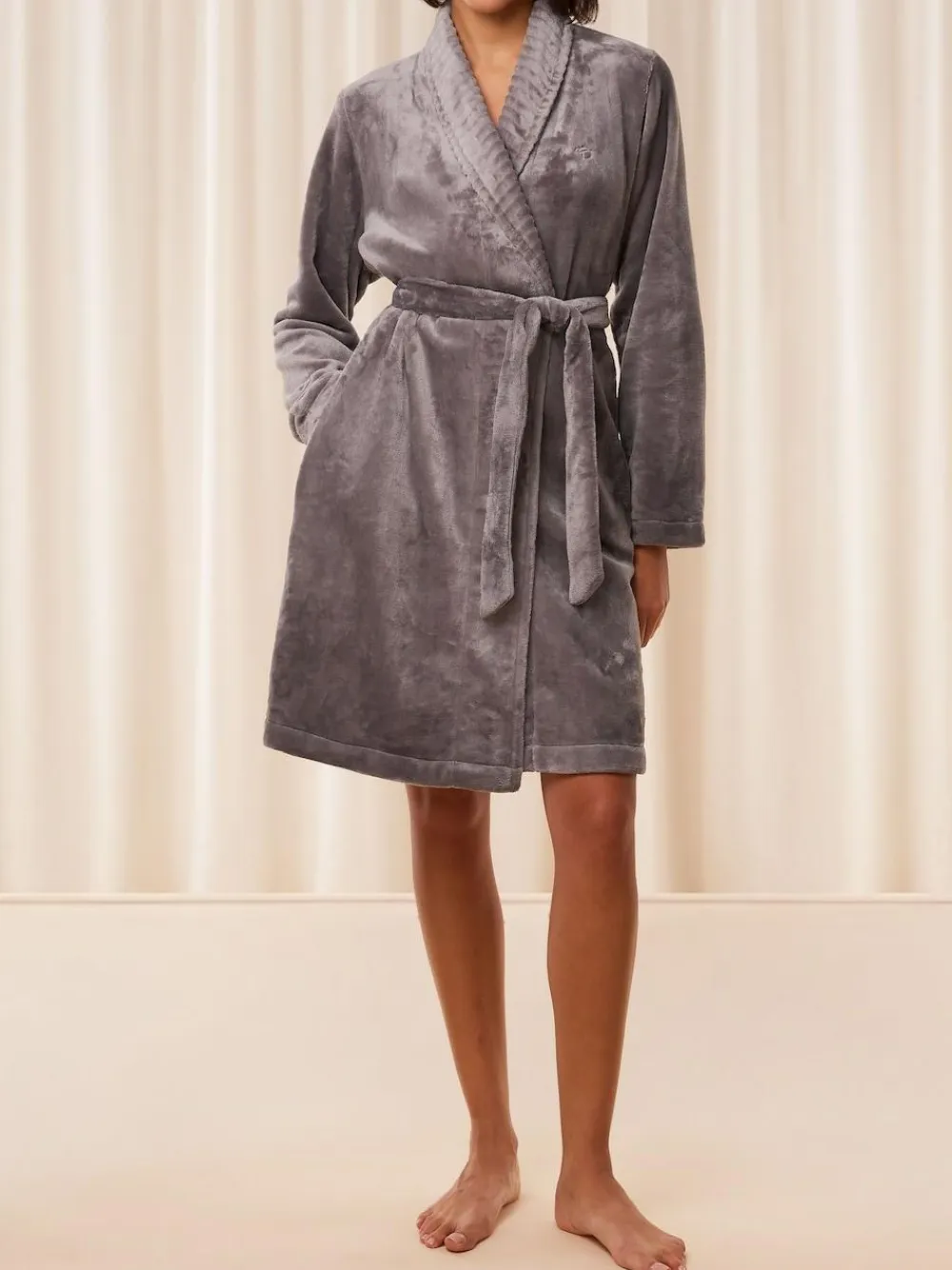 Best Triumph Grey 100% Cotton Fleece Robe