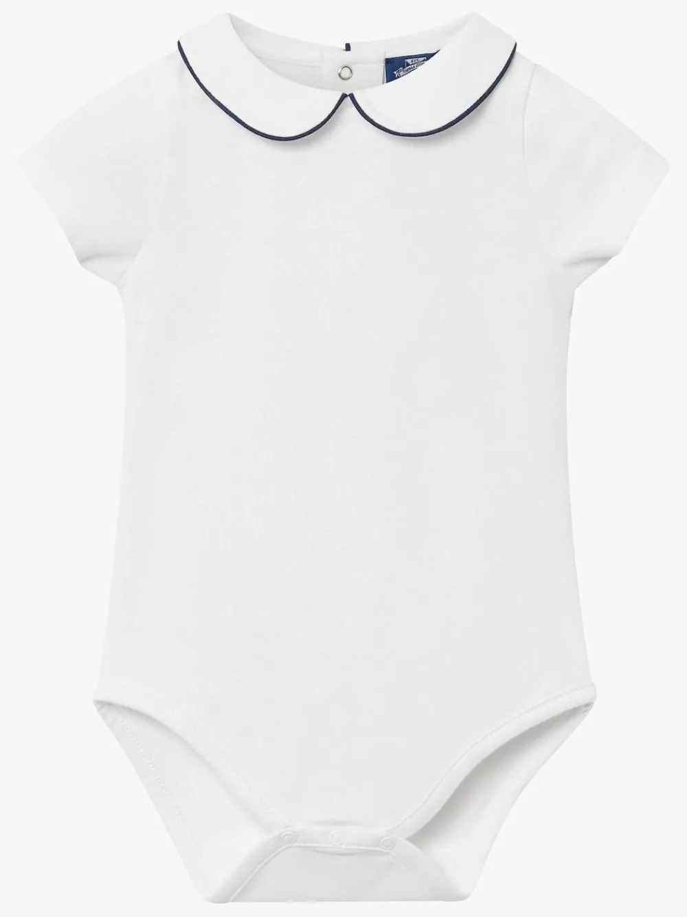 New Trotters London Little White/Navy Milo Piped Body