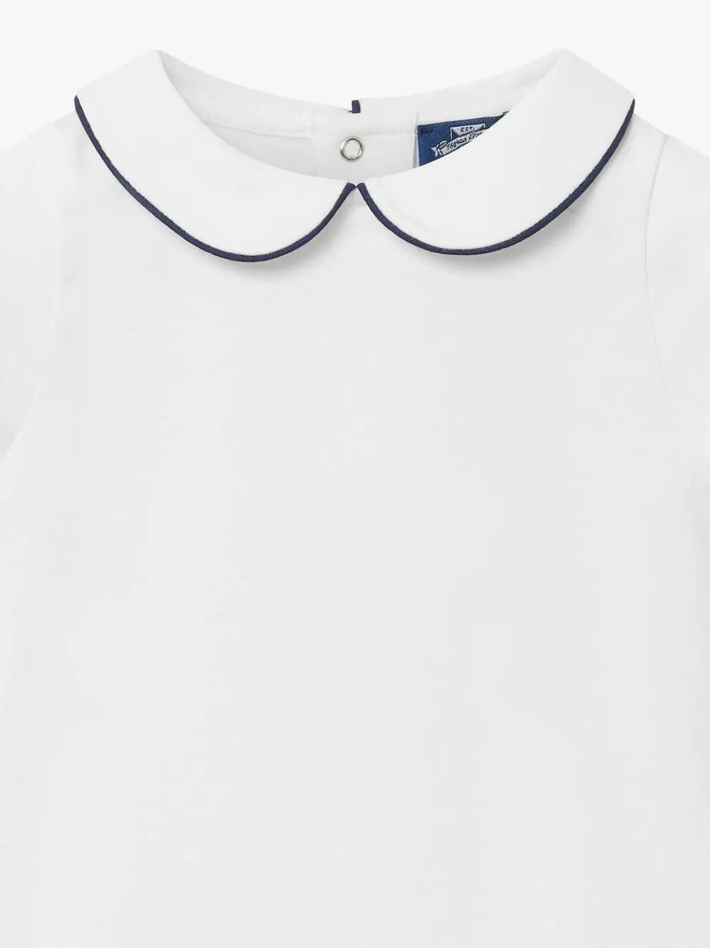 New Trotters London Little White/Navy Milo Piped Body