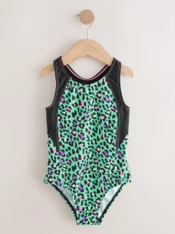 Discount Next Sports Open Back Swimsuit (3-16yrs) Turquoise Blue Animal